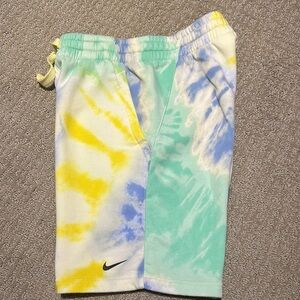 Nike Yellow and Blue Tie-Dye Shorts